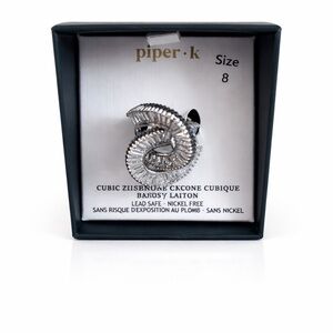 Piper K Silver Spiral Ring with Cubic Zirconia